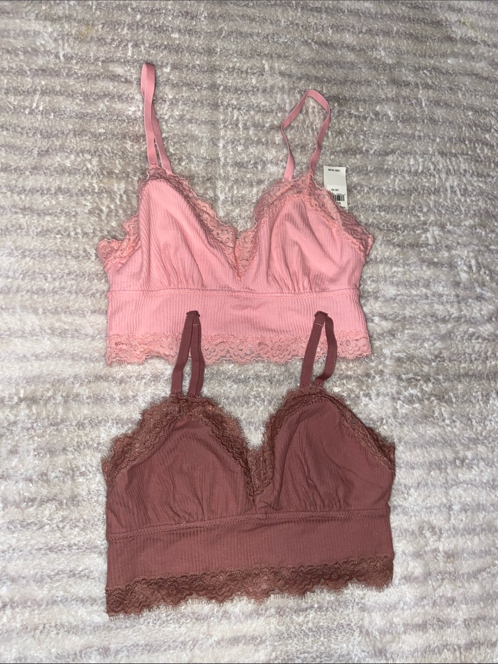 aerie Lace-Trim Bralettes in Pink & Mauve